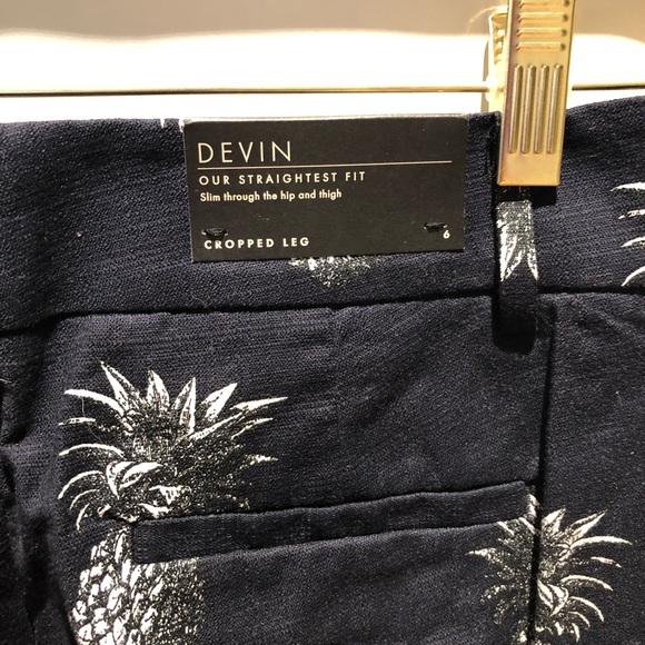 Ann Taylor NWT sz 6 Navy Pineapple Crop Pants - Picture 1 of 5